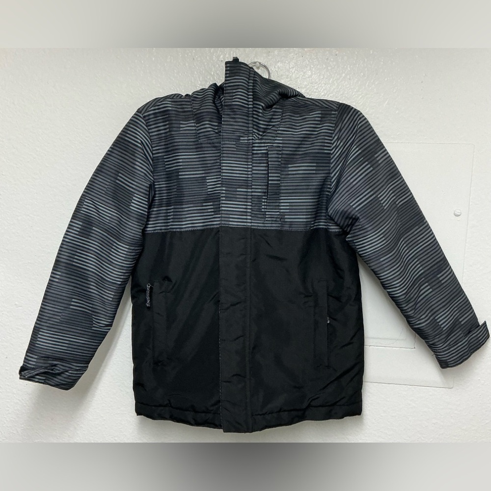 Place Kids Black and Gray And Neon Green Puffer Jacket